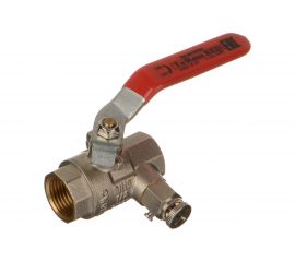 Шаровый кран Terma RED 1/2 внутренняя/внутренняя, ручка, с дренажем и воздухоотводчиком 31019 26119 