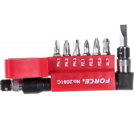 Г-образная отвертка с комплектом бит FORCE 2081C 