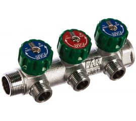 Регулирующий коллектор FAR 3/4 ВР-НР с 3 отв. 1/2 НР межосев. 45 мм, плск.упл FK 3822 3412TP 