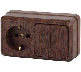 Двойной горизонтальный блок: розетка+выключатель Intro 270210 10-16А 250В, IP20, ОУ, Quadro Б0036155 