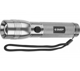 Фонарь Зубр ""ЭКСПЕРТ"", ручной, алюминиевый корпус, линза, светодиод, регулируемое фокусное расстояние, металлик, 3AAA, 3Вт 56202-S 