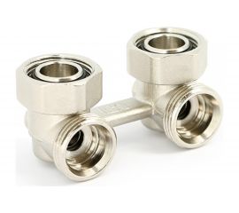 Угловой узел Uni-Fitt НВ 3/4""ЕК х 3/4""ЕК радиаторный, со встроенными кранами, 2-трубная система 193N3300 