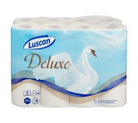 Туалетная бумага Luscan Deluxe 3 слоя, белая, 24 рулона 865672 