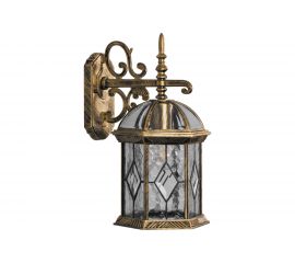 Садово-парковый светильник, шестигранный на стену вниз 60W E27 230V, черное золото Feron PL131 11335 