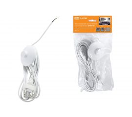 Шнур с ножным выключателем и плоской вилкой TDM ШУН01В ШВВП 2х0,75мм2 3,5м. белый SQ1305-0061 