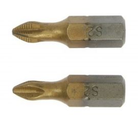 Биты намагниченные (2 шт; сталь S2; 58-60 HRC; TiN; PH1х25 мм) TUNDRA 1414800 