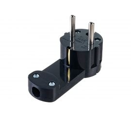 Угловая плоская вилка EKF с/з черная СТЕЛС 16А 250В PRO AVYF16-30-r 