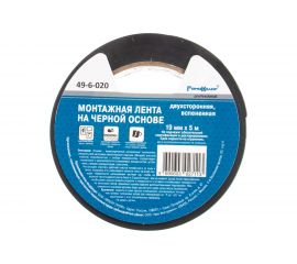 Клейкая двухсторонняя лента РемоКолор монтажная, черная основа 19 мм х 5 м 49-6-020 