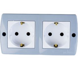 2-я розетка MONO ELECTRIC Octans, с заземлением, серая 104-020007-120 