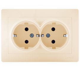 Розетка LUXAR Novo с/у двойная с з/к кремовая 4606400420293 