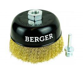 Кордщётка чашеобразная 125 мм, латунированная сталь 0.3 мм, М14, адаптер на 6 мм Berger BG BG1742 