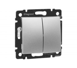 Механизм выключателя Legrand 2-клавишный СП Valena 10 А IP31 алюминий Leg 770105 