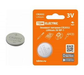 Элемент питания TDM CR2032 Lithium 3V BP-1 SQ1702-0099 