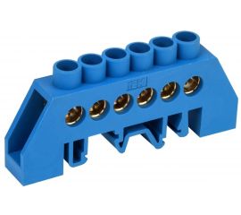 Нулевая шина в комбинированном DIN изоляторе IEK тип Стойка, ШНИ-8x12-6-КС-С, ИЭК YNN10-812-6DP-K07 