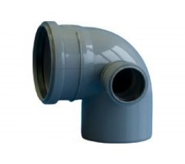Отвод ПОЛИТЭК 110х90 градусов с выходом 50, правый 300111050П 