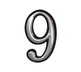 Цифра 9 Левша (50 мм; пластмасса клеящаяся; хром) У4-9109.Х 