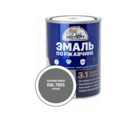 Эмаль по ржавчине 3в1 полуматовая ЭКСПЕРТ серый RAL 7005 0,8 кг 28326 