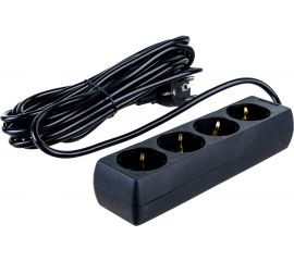 Удлинитель ExeGate ECE-4-5B 4 евророзетки с заземлением, 5м, черный 285816 