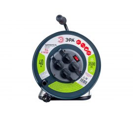 Силовой удлинитель ЭРА RMx4e, s3x1.5-40m-IP44, на металлической катушке, с заземлением, 4 гнезда, 40м, ПВС 3х1.5 Б0046851 