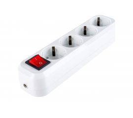 Розеточная колодка TDM 4 гнезда c выключателем 16А белая SQ1806-0018 