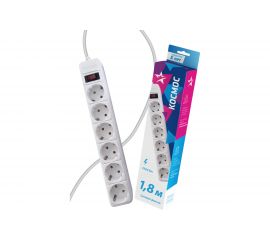 Сетевой фильтр КОСМОС 1,8м 6 гнезд, пвс 3x0,75мм2, белый FKsm1.8m-6g(W)16A 