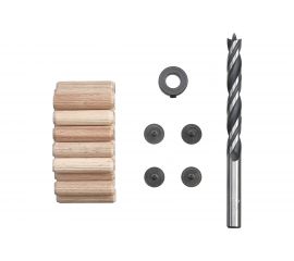 Набор шкантов KWB 25 шт 10х40 мм, сверло по дереву, маркеры, ограничитель 28106 