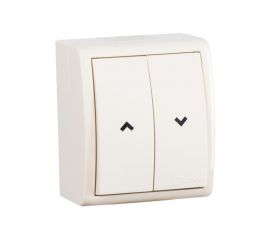 2-хклавишный кнопочный выключатель Simon для управления жалюзи без блокировки, IP54, 10А 250В, слоновая кость 1594332-031 
