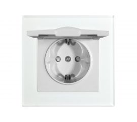 Электрическая 1-местная розетка STEKKER с крышкой с заземлением, серия Катрин, GLS16-7012-01, белый 39245 