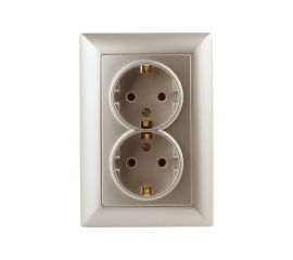 Розетка Intro 420504 2х2PE Schuko,16А, 250В, СУ, Solo, шампань Б0043336 