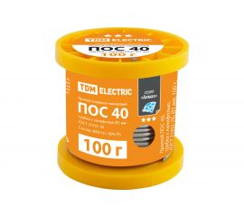 Припой ПОС 40 трубка с канифолью серия Алмаз (1 мм, 100 г, ГОСТ 21931-76, катушка) TDM SQ1025-0322 