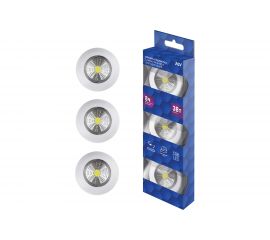 Светодиодный фонарь-подсветка REV, самоклеящийся, Pushlight, 3Pack, белый 29098 8 
