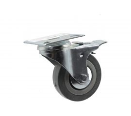 Колесо поворотное на площадке с тормозом 75 мм, ПВХ Левша У8-8882 