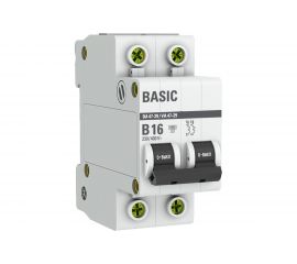 Автоматический выключатель EKF 2P 16А B 4,5кА ВА 47-29 Basic SQmcb4729-2-16-B 
