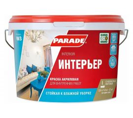 Краска акриловая белая матовая PARADE W3 Интерьер 2,5 л Россия 90002002317 