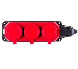 Колодка AY-KA ОУ 3-ая каучук с/з 16A IP44 красная 5530001 