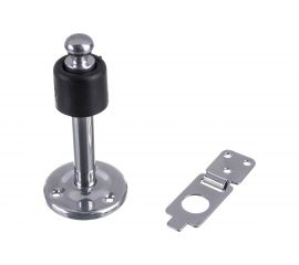 Дверной стопор с фиксатором Домарт 90 мм, хром 170247 