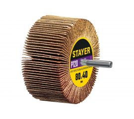 Круг шлифовальный лепестковый STAYER на шпильке, P120, 80x40 мм STAYER 36609-120 