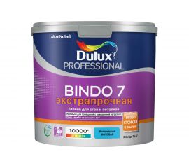 Краска для стен и потолков DULUX BINDO 7, износостойкая, матовая, белая, Баз BW 2,5л 5309396 