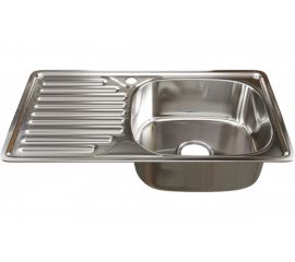 Врезная мойка mixline 42х76х18 см, 0.8, правый выпуск 3 1/2, с сифоном 535615 