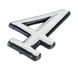 Цифра 4 Левша (50 мм; пластмасса клеящаяся; хром) У4-9104.Х 