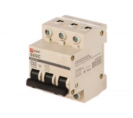 Автоматический трехполюсный выключатель EKF 63А С ВА47-63 4.5кА PROxima 1243798 