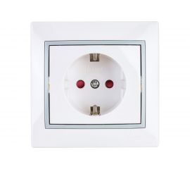 Розетка Lezard Мира х1 защ от детей бел с вст сер 701-0215-124 