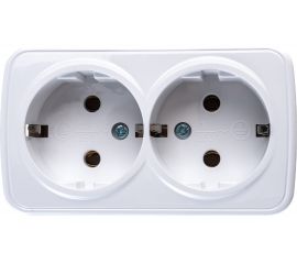 Розетка TDM двойная 2П+3 открытой установки IP20 16А, белая ""Дача"" Народная SQ1824-0010 