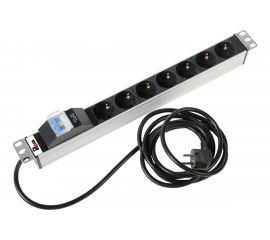 Блок розеток ЦМО Rem-16 16А, 7 Schuko, алюминий, 19, шнур 3м R-16-7S-A-440-3 