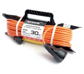 1-местный удлинитель-шнур на рамке STEKER HM02-02-30 серия Home без заземления 2x0,75мм2, 30м, 6А, оранжевый 39492 
