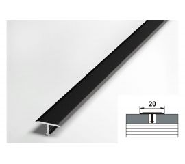 Порог одноуровневый алюминиевый Лука 20 мм, 2,7 м, декоративный, Чёрный УТ000038604 