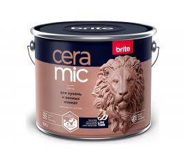 Краска BRITE CERAMIC для кухонь и ванных комнат, акриловая интерьерная, база А, ведро 9 л О04597 