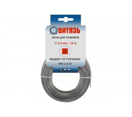 Леска для триммера износостойкая ЛКС-2.4-15 (2.4 мм; 15 м; квадрат со стержнем) Витязь 18026016 