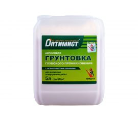 Акриловая грунтовка глубокого проникновения Оптимист G103 для наружных и внутренних работ, 5л OPG014 