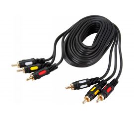 Шнур REXANT 3 RCA - 3 RCA, длина 5 метров, черный 17-0215 